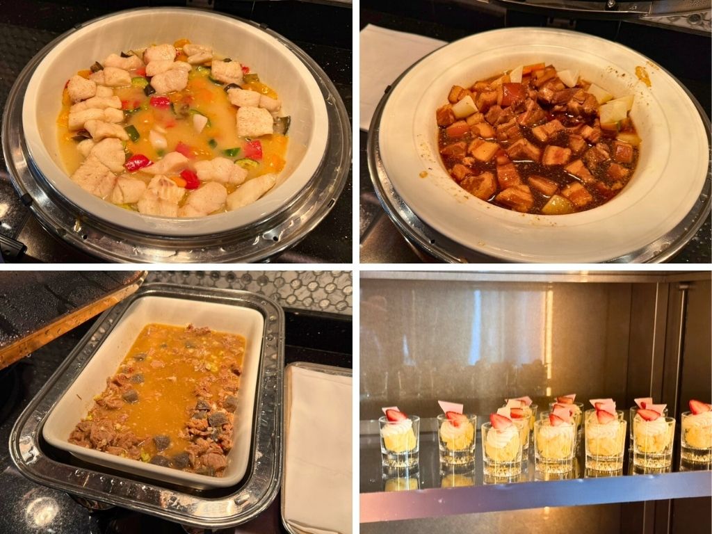 クラブラウンジの夕方プレゼンテーションで提供された温かい料理