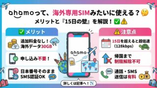ahamoを海外で使う方法と15日制限を解説したアイキャッチ画像
