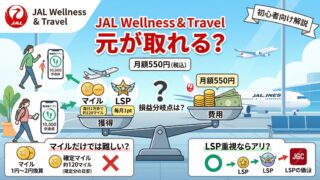 JAL Wellness & Travelは元が取れるのかを月額550円・マイル・LSPの観点から解説するアイキャッチ画像