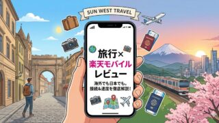 旅行と楽天モバイルの相性をイメージしたアイキャッチ画像