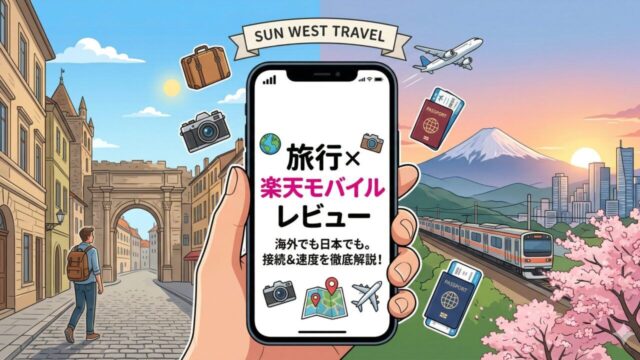 旅行と楽天モバイルの相性をイメージしたアイキャッチ画像
