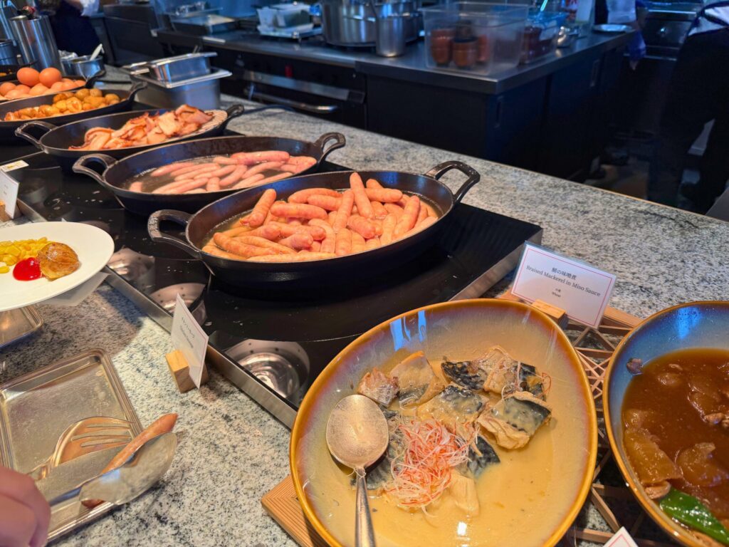 セントレジス大阪の朝食ビュッフェ 温菜コーナー