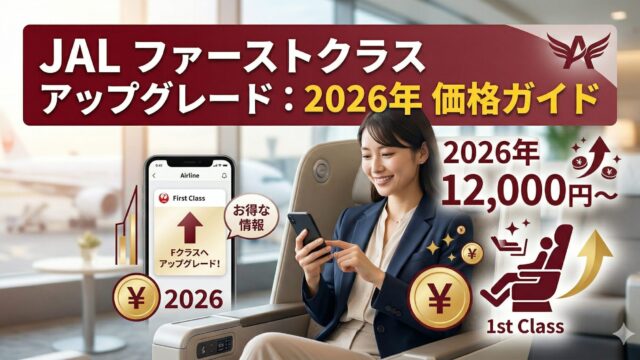 JAL国内線ファーストクラスの当日アップグレード料金改定をイメージした2026年版アイキャッチ画像