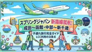 スプリングジャパン新路線✈️成田〜函館・中部〜新千歳の2路線同時就航を家族旅行目線で解説するアイキャッチ