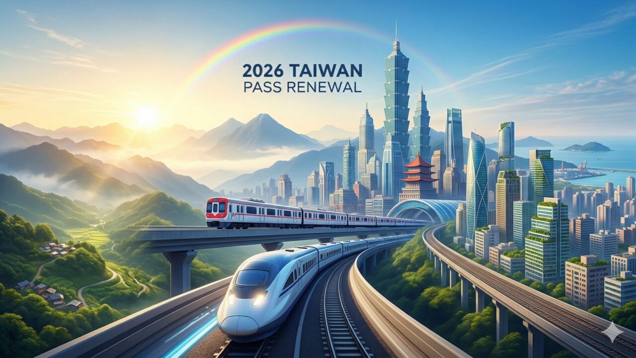 2026年にリニューアルされたTaiwan PASSをイメージした台湾の鉄道と都市風景のアイキャッチ画像