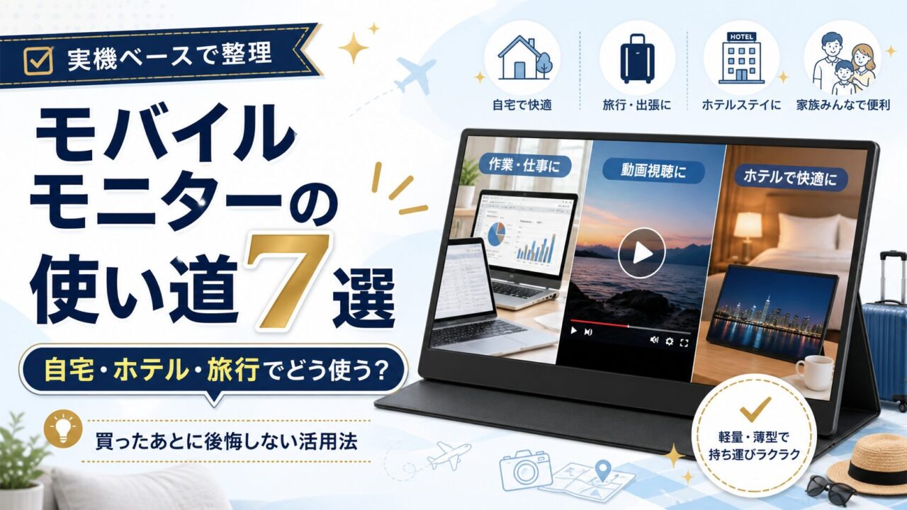 モバイルモニターの使い道7選 自宅・ホテル・旅行での活用法 アイキャッチ