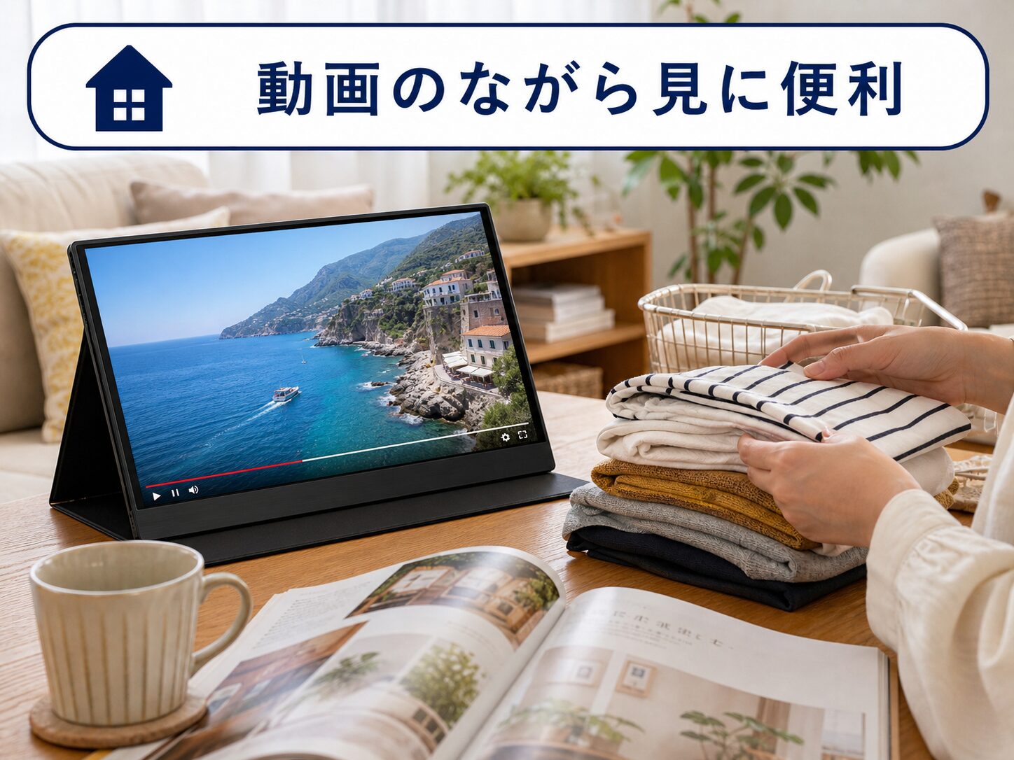 モバイルモニターで動画のながら見